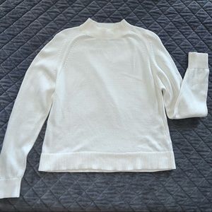 Everlane Women White Small Mock Neck sweater Long Sleeve Bone Knit Cotton Loose